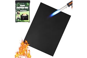 ENCURYNA Ognioodporna podkładka 120 x 100 cm, odporna na wysokie temperatury, mata ognioodporna, odporna na wysokie temperatury, do grilla Fireplace Lawn, na kemping, czarna