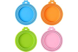 AMYXIYUAN 4Pcs Silicone Tin Can Lids Assorted Colour Can Lid Tin Covers Pet Can Lids Puppy Can Covers for Dog Food Household Pet Food Covers Seal Tableware