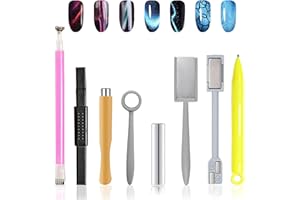 WishesMar 8 Stück Nail Art Werkzeug Magnetstift DIY Magic 3D Magnet Stick Set Verwendung mit Cat Eye Gel Pulver oder Nagellack - Magnetische Stift Katze Eye Pen für Ideal Katzenaugen Magische Effekt