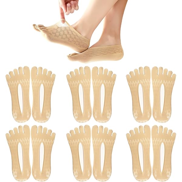 6 Paia Calzini A 5 Dita Donna - Calze Compressione Antiscivolo No Show Per Alluce Valgo, Ortopediche E Traspiranti - Foto 7