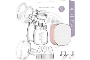 TOVVILD Breast Pump, Double Electric Breastfeeding Pumps 3 Modes 9 Levels Strong Suction Rechargeable Nursing Milk Pump 22mm 24mm Flanges