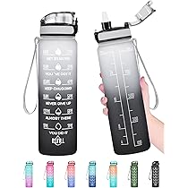 Enerbone Borraccia Motivazionale 907 G Con Indicatore Del Tempo E Cannuccia – Rosa/Verde, Senza BPA - 4