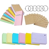 Japanese Stationery 600 PCS Index Cards 5x3 Inches, 6 Colors With Binder  Rings - Ruled Flash Cards For Studying, Office & Home Revision Flash Cards