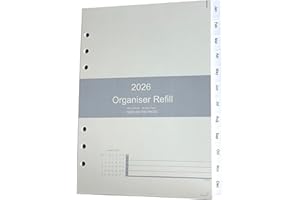 GENXON 2026 Diary Refill A5 Size, Week on Two Pages, Monthly Tabs, Filofax A5 Compatible
