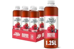 HARRY BROMPTON'S Harry Brompton’s Summer Berries Iced Tea (6 x 1.25L Bottles) – Refreshing – British Brewed – Made with Black Tea & Real Berry Juice – Low Calorie, No Artificial Sweeteners