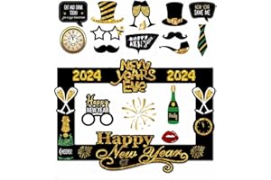 Dusenly 2024 New Year Photo Booth Props Frame Selfie Picture Frame Props for 2024 New Year's Eve Party Decoration Supplies