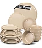 Moritz & Moritz Mariella aardewerk serviesset voor 6 personen, 24-delig Modern tafelservies in beige met speels design, onderhoudsvriendelijk koffieservies met borden, kommen en kopjes - combiservies