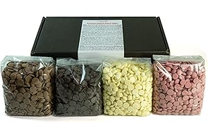 CHOCO SECRETS | Chips di Cioccolato al Latte, Fondente, Bianco e Ruby, 4 x 600g | Ideale da Scogliere per Fontana di Cioccolato o Fonduta | Gocce di Cioccolato Belga di Qualità per Glasse e Ganache