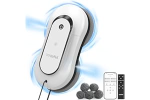 AOQUFUL Intelligent Window Cleaning Robot, Electric Window Cleaner with Dual Water Spray, Automatic Window Robot with Remote Control and App, for Indoor and Outdoor Windows and Glass, 12 Cloths, White