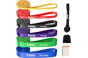Fokky Gomas Elasticas Musculacion, Set de 6 Bandas Elasticas Musculacion con Anclaje de Puerta y Bolsa de Transporte, Cintas Elasticas Musculacion para Estiramiento, Levantamiento de Potencia, Yoga