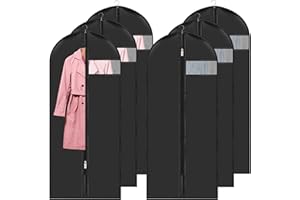 CHUNER Copriabiti Antipolvere 60 x 140 CM 6 Pezzi, Porta Abiti Antipolvere per Abiti con Cerniera, Copri Abiti Custodie Abiti per Smoking Custodia Abiti Giacche Gonne e Camicie con Finestra Trasparente