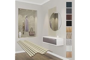 HEXIM Pannelli Acustici 118x60cm - Parete a Lamelle Flessibile Legno MDF Pannelli Murali Rivestimento a Lamelle Rivestimento Murale (1 pannello / 0,708 m² Palomino - APF01)