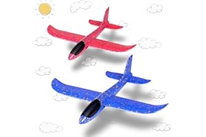 Highttoy Foam Glider Planes for Kids,2 Pcs Airplane Glider Toys for Boys Girls Hand Launched Model Foam Planes Outdoor Glider Aeroplanes Aircrafts Flying Toys Gifts for Kids 3+, Blue & Red
