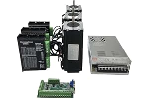 TOSEASTARS Nema 23 Schrittmotor Kit mit 3 pc Nema23 57mm Stepper Motor 3Nm & DM556 Motor Treiber und 1 pc 350W 24V Netzteil & Mach3 Steuerungskarte CNC Steuerungs für Graviermaschine Fräsersatz