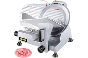 VEVOR Affettatrice Commerciale, Affettatrice Elettrica Gastronomi 240W, Elettrica per Alimenti con Lama in Acciaio al Carbonio da 10 pollici, 350-400 Giri/min, Spessore