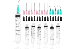 ZWQLZG 45 Stück 5ml Spritze Kit, 15 Stück Spritzen mit 15 Stumpfen Nadeln, Spritze 5ml Kolostrum Spritze Spritzen mit Kappe Dosierspritze Flüssigspritze für die Labor Tierfütterung, Pflanzenbewässerung