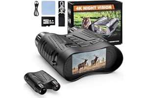 GUUDSOUD Jumelle Vision, Lunette Vision Nocturne 4K, Vision Nocturne Militaire Rechargeable 2600 mAh avec zoom Numérique 8X, écran LCD 3,2", 7 Niveaux IR et carte TF 32 Go pour Camping, Randonnée, Chasse