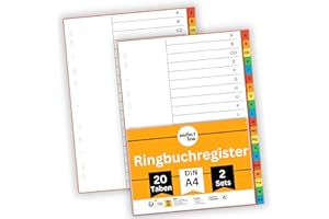 ‎PERFECT LINE perfect line • Segregator A-Z DIN-A4, 20-częściowy, zestaw 2 sztuk, karton, Wyprodukowano w Niemczech, posiada certyfikat Blue Angel