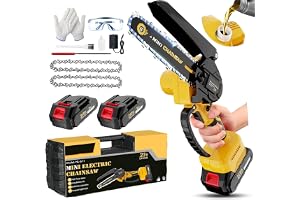 Mini Chainsaw Cordless, 6 Inch 21V Battery Powered Electric Pruning Saw, with Automatic Oiler, Lightweight Handheld Chainsaw, for Tree Trimming Wood Cutting, Gifts for Men Dad