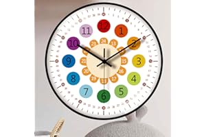 GBKDQQ Kinder Wanduhr ohne Tickgeräusche, 20cm kinderwanduhr Lernuhr Kinder Kinderzimmeruhr für Mädchen und Jungen für Kinderzimmer, Küche, Wohnzimmer, Schlafzimmer, Büro, Schwarz