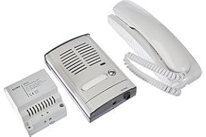 VIMAR 885G Intercom System, Door Entry Kit for One-Family, with 4+1-Conductor Connection, Contains Cover Plate with 1 Button, Electronic Unit, Wall-Mounted Interphone, Transformer, white