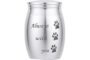 CREATCABIN Mała łapa urny dla zwierząt domowych 'Always With You' pamiątkowy uchwyt na prochy mini grawerowane urny metalowa kremacja pamiątka urny ze stali nierdzewnej dla zwierząt domowych psa kota ptaka królika 3 x 4 cm srebrny