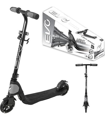 Trottinette Pliable EVO Pour Enfants Avec Roues Lumineuses - Guidon Réglable 75-80 Cm, Frein à Pied, Charge Max 50 Kg