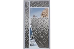 MEEYI Winddicht Thermovorhang 120x220cm, Full Frame Thermischisolierter Türvorhang Oxford Thermovorhange Kalteschutz Beige für Schlafzimmer, Grau