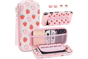 BRHE Funda grande para Switch OLED compatible con Nintendo Switch OLED con funda acoplable, bonita bolsa de transporte protectora de viaje Kit de accesorios de protección portátil (Rosa)