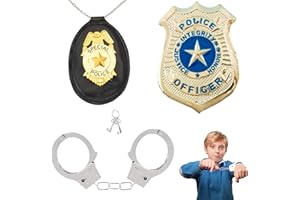 ARROMI 1 Set Handschellen Kinder, Handschellen Kostüm, Polizei Spielzeug, Polizei Ausrüstung für Cosplay Polizei Kostüm Kinder alloween Dress Up Party, Rollenspiele Birthday Party Supplies Favor