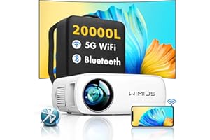 Projector, 20000 Lumen 5G WiFi Bluetooth 1080p Full HD Projector 4K Supported, 6D/4P Keystone 50% Zoom WiMiUS Portable Home Cinema Projector,Outdoor Movie Projector for iOS/Android/TV Stick/PS5/PPT