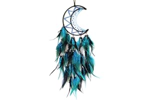 Donko Moon Dream Catcher Black and Blue Dream Catchers Wall Decor Handmade Feather Dreamcatcher Wall Hanging Ornament for Bedroom Living Room Home Decor