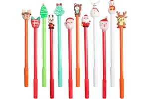 DERAYEE 12 Pezzi Penne a Inchiostro di Natale,Penne a Sfera Carino,Penna Gel Set Regalo per Festa di Natale Bambini