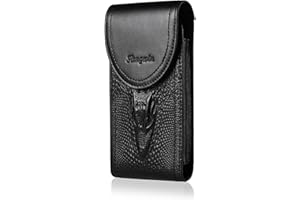 Hengwin Skóra bydlęca telefon kabura Case talia pasek etui do iPhone 16 Pro Max / 16 Plus, iPhone 15 Plus 15 ProMax 14 13 12 11Pro Max do telefonów Samsung Galaxy (czarny, L)