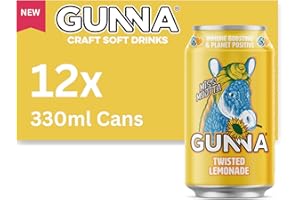 Gunna Fizzy Drinks, Lemonade and Mint Cans, Natural, Vegan, Natural Soft Drink with Real Fruit Juice, Lemon and Mint Flavour Immune Boosting Drink 330ml x 12