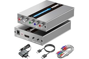 EASYCEL Component auf HDMI Konverter mit Skalierungsfunktion + Zoomfunktion (HDMI und Component Kabel im Lieferumfang Enthalten), YPbPr auf HDMI Konverter für DVD/NGC/Wii/VHS/PS2 (Nicht für 240P Spiele)