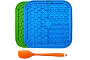GIAPINST 2 Pezzi Tappetino Leccare Cane+1 Spatola in Silicone, Lick Mat per Cani Alimentatore Lento con Ventosa per l'ansia del Cane e Sollievo Dalla Noia, Bagno, Addestramento, Toelettatura