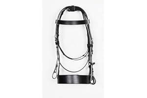 ACES LEATHER HORSE HUNTER BRIDLE WITH 2" NOSEBAND AND GRIP REINS.BLACK & BROWN (COB, BROWN)