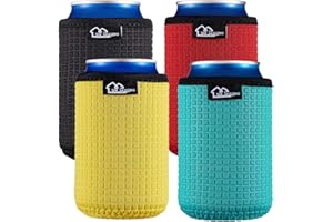 WK IEASON 12oz Standard Can Sleeves Insulators Holder Non-Slip Neoprene Can Cooler for Coco cola, White Claw and More(Black/Red/Yelllow/Blue)