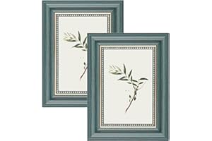 YoHyien Set di 2 Cornici Foto Vintage 10x15 cm, Cornici Portafoto Shabby Chic da Parete e Tavola, Quadro Portafoto Decorative da Appendere Al Muro, Orizzontale e Verticale (Verde, 10 x 15 cm)