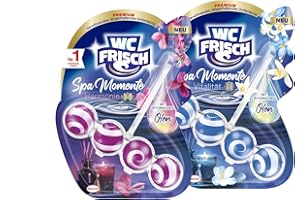 ‎WC-FRISCH WC FRISCH Spa Momente Harmonie Toilettenstein (50g), langanhaltendes Dufterlebnis & WC FRISCH Spa Momente Vitalität Toilettenstein (50g), WC Duftspüler mit luxuriösen, ätherischen Ölen