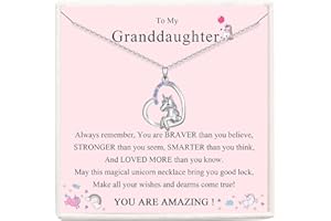 JOPLY Silver Necklace for Girls - Silver Unicorn Jewellery Gifts Necklace for Girls Daughter from Mum | Hypoallergenic Cubic Zirconia Heart Necklace for Granddaughter Niece Birthday Christmas