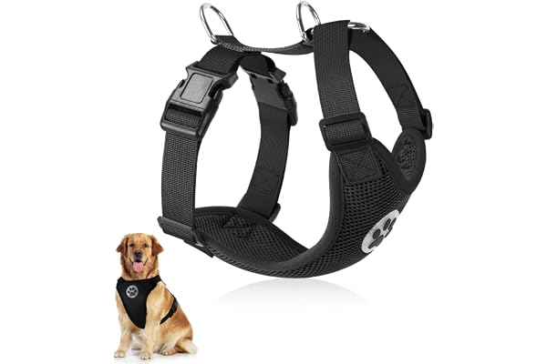SlowTon Harnais pour Chien, Harnais de Gilet de Voiture pour Chien Harnais en Tissu de Maille Respirant Multifonction réglable à Double Anneau pour Chat Chiot Road Trip promenades Quotidiennes