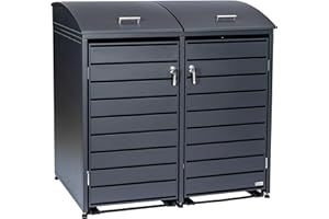 Zelsius Mülltonnenbox 2er Mülltonne mit abgerundetem Deckel | 120-240 Liter | Anthrazit RAL7016 | inkl. Erweiterungsmöglichkeiten | Mülltonnenhäusschen, Mülleimerboxen, 2 Tonnen, Aufbewahrungsbox