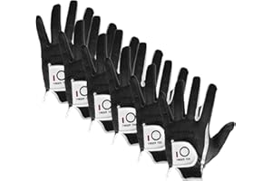 FINGER TEN Guanti da Golf Uomo Mano Sinistra 6 Pezzi o Mano Destra 6 Pezzi Guanto Nero Grigio, Giorno di pioggia Adatto a Qualsiasi Tempo Presa Guanto da Golf per Uomo S M M/L L XL