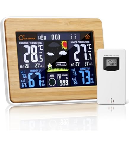 Station Météo Tactile Couleur Avec Capteur Extérieur – Prévision, Température, Humidité, Phases Lune