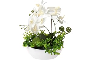 Oairse Phalaenopsis Artificial de 35cm con Flores de Tacto Real, orquídeas de Flores Artificiales en Maceta, centros de Mesa, Decoraciones de alféizar