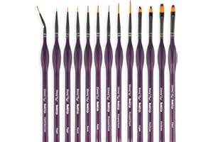 Detail Paint Brush Set, Rock Ninja 13pcs Miniature Brushes for Fine Detailing & Art Painting - Acrylic,Watercolor, Oil Miniatures, Scale Models, Airplane Kits, Nail, Line Drawing
