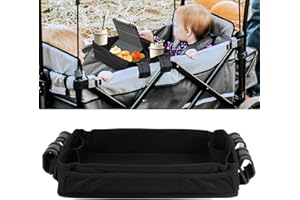 GHSHANOG Baby Stroller Snack Tray,Universal Pushchair Snack Tray with Cup Holders & Mesh Pockets,Removable Multifunction Stroller Organizer for Kids Snacks & Activities,40.5x9.5cm