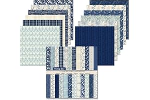 ORIENTAL RIVERKIT 24 Sheets Scrapbook Paper, 12 Inch Double-Sided Flower Patterned Paper, 24 Designs, Scrapbooking Supplies for DIY Photo, Album and Scrapbook Decoration (Blue, 30.5 x 30.5 cm)